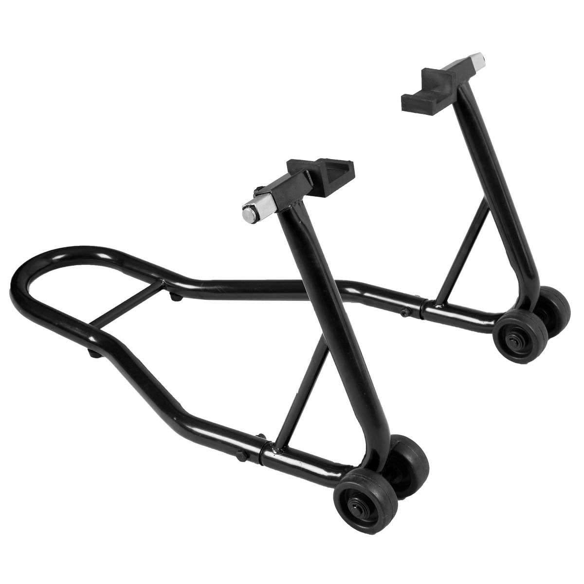 Caballete Trasero Moto Acero Inoxidable para Rueda Trasera Motocicleta Soporte Portátil y Móvil Negro