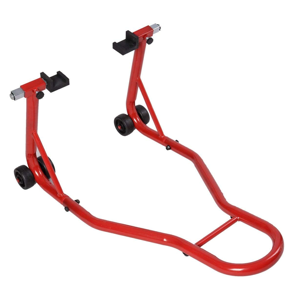 Caballete Trasero Moto Acero Inoxidable para Rueda Trasera Motocicleta Soporte Portátil y Móvil Rojo