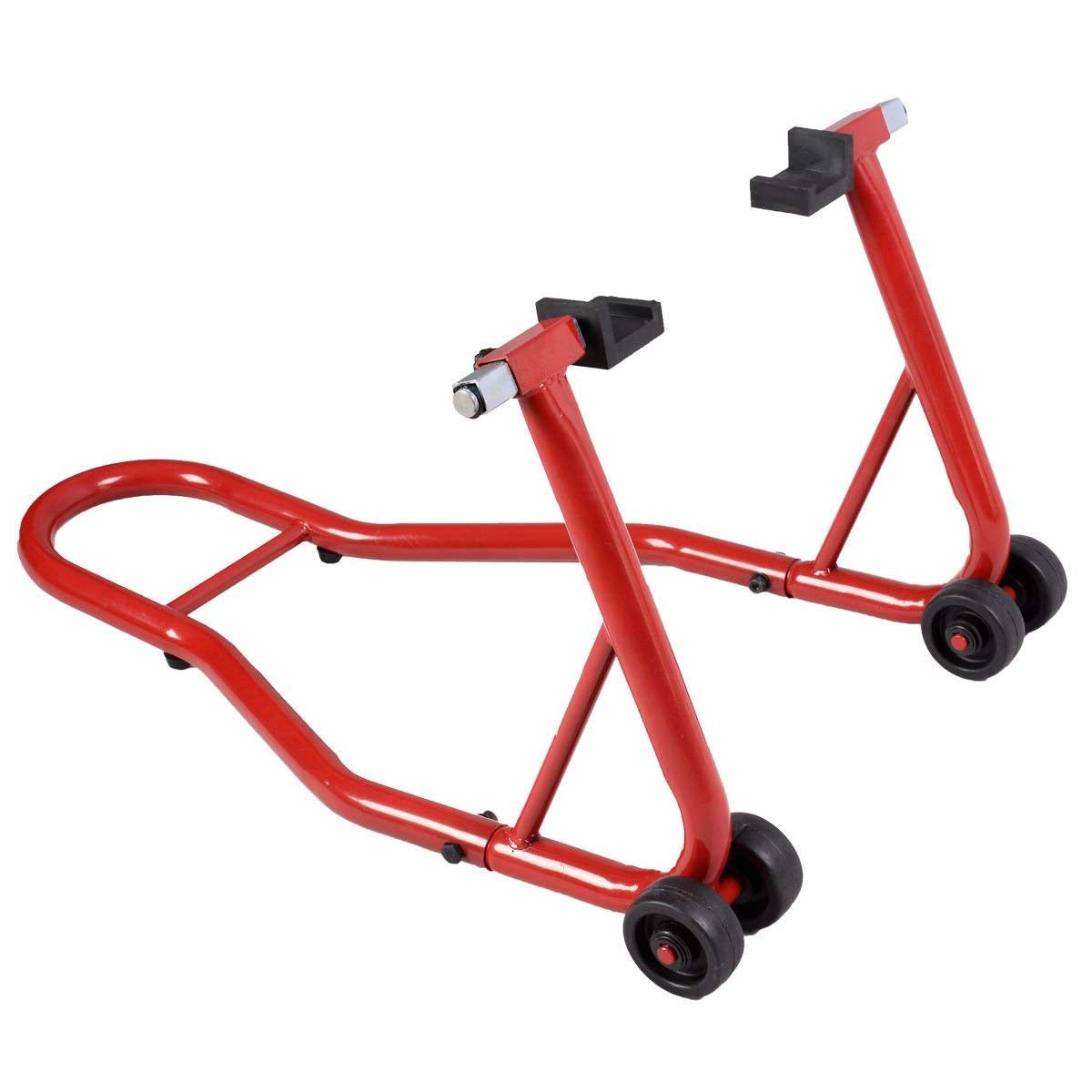 Caballete Trasero Moto Acero Inoxidable para Rueda Trasera Motocicleta Soporte Portátil y Móvil Rojo