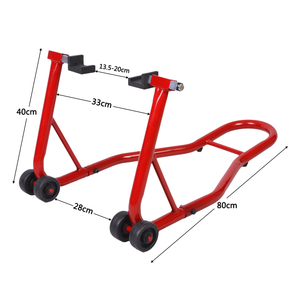 Caballete Trasero Moto Acero Inoxidable para Rueda Trasera Motocicleta Soporte Portátil y Móvil Rojo