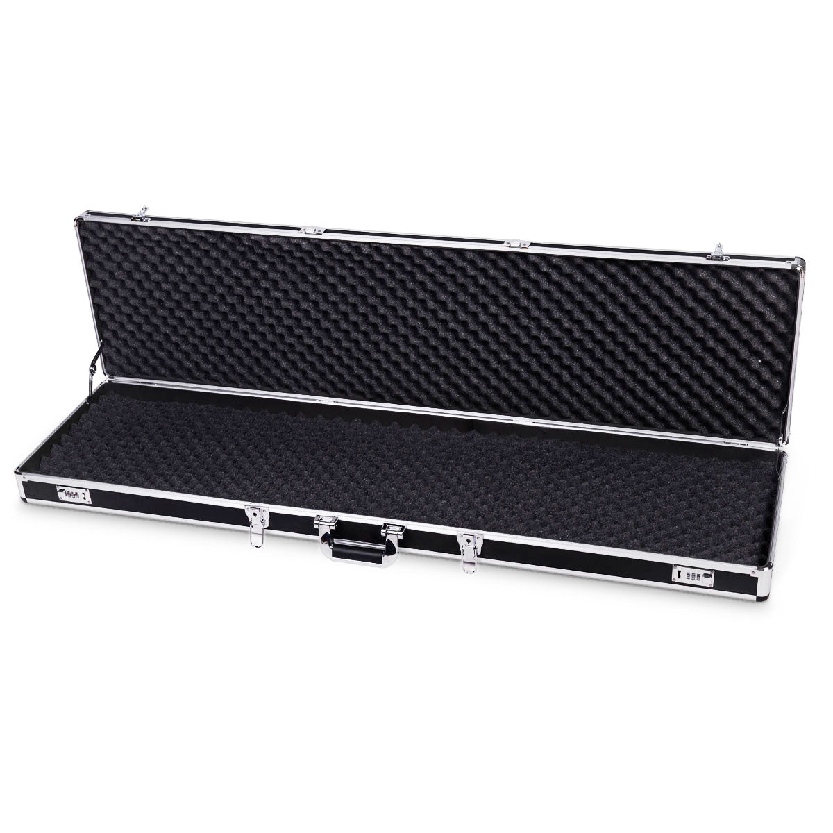 Estuche rígido para rifles de aluminio Estuche para pistolas con 2 cerraduras de combinación negro