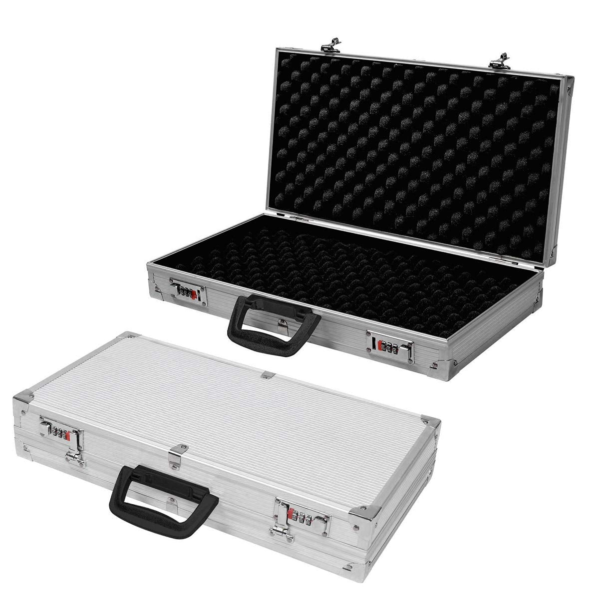 Maletín para Pistola de Aluminio Caja de Munición Caza 47x25x8,3cm 2 Bloqueos