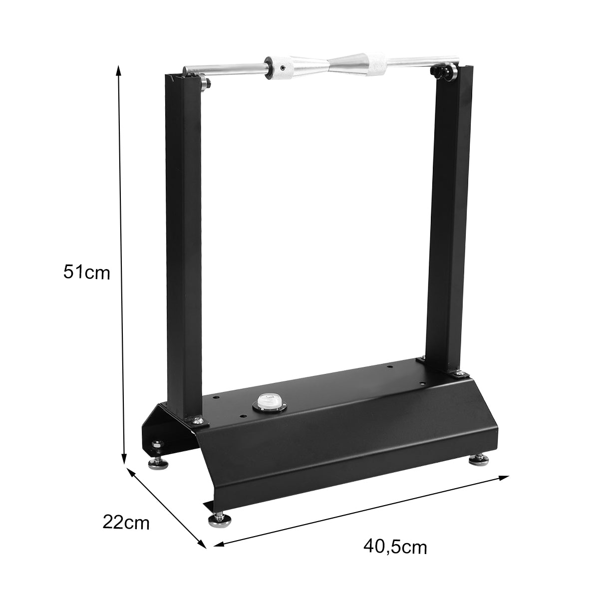 Dispositivo Equilibradora de Ruedas de Motos Soporte de Equilibrado Conos Regulables para Centrado para Casa Taller 40,5 x 22 x 51 cm Negro