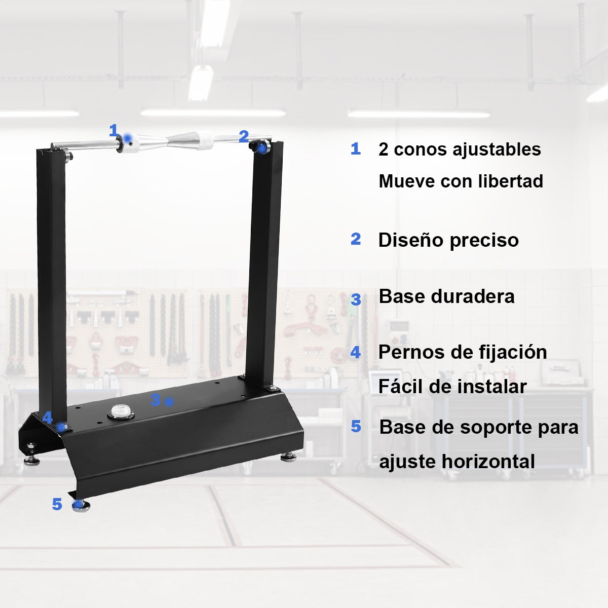 Dispositivo Equilibradora de Ruedas de Motos Soporte de Equilibrado Conos Regulables para Centrado para Casa Taller 40,5 x 22 x 51 cm Negro