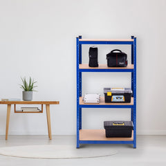 Estante de Almacenamiento para Garaje de Hierro y MDF de 4 estantes Estantería Pesado 80x40x160cm azul
