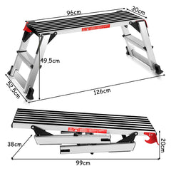 Plataforma de Trabajo Escalera Plegable Multiuso de Aluminio para Hogar Oficina Taller Carga hasta 150 kg