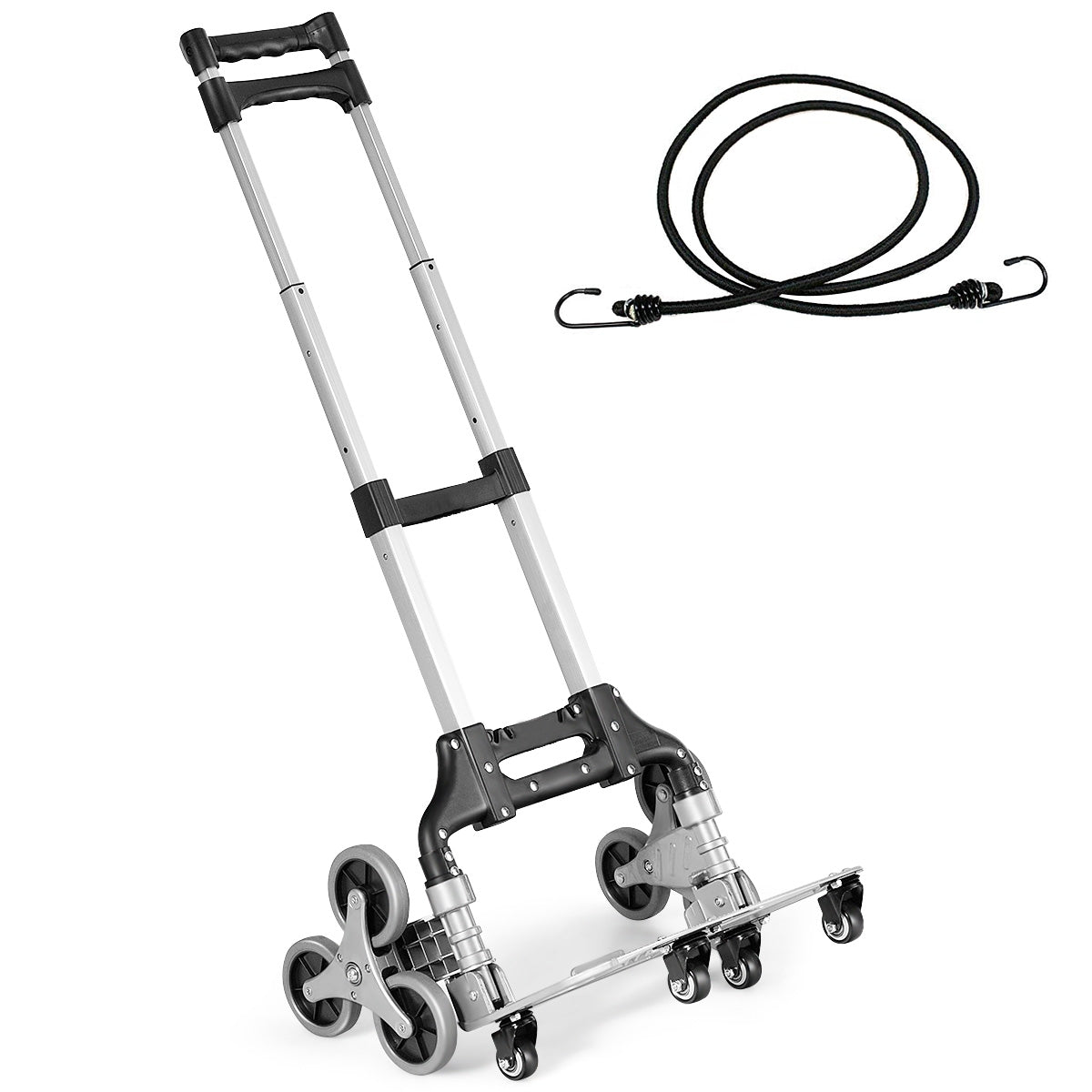 Carro de Carga Plegable con Correa Elástica y Empuñadura Telescópica Regulable en 3 Posiciones para Mudanza Compra Viajes