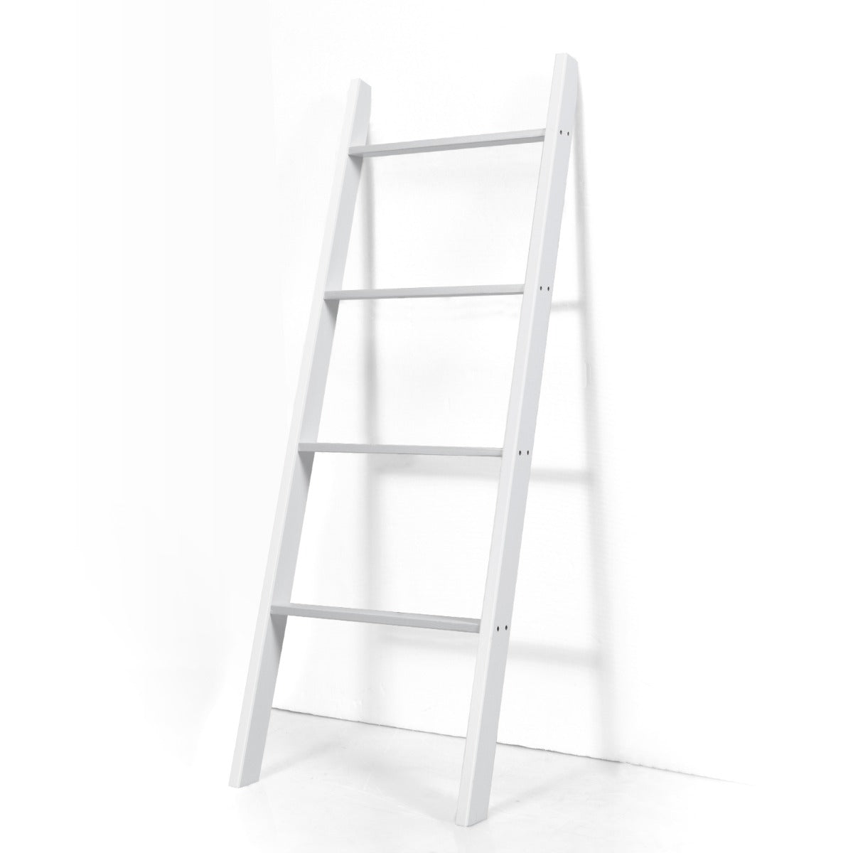 Toallero Escalera de Madera 4 Niveles Estante de Pared Decorativo para Salón Baño y Dormitorio 50,5 x 7,5 x 137 cm Blanco
