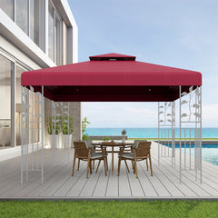 Toldo de Repuesto Dos Pisos para Cenador 300 x 300 cm Toldo de Pabellón de Poliéster de Patio con Hebillas de Aluminio Rojo