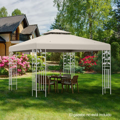 Toldo de Repuesto Dos Pisos para Cenador 3 x 3 m Toldo de Pabellón de Poliéster de Patio con Hebillas de Aluminio Beige