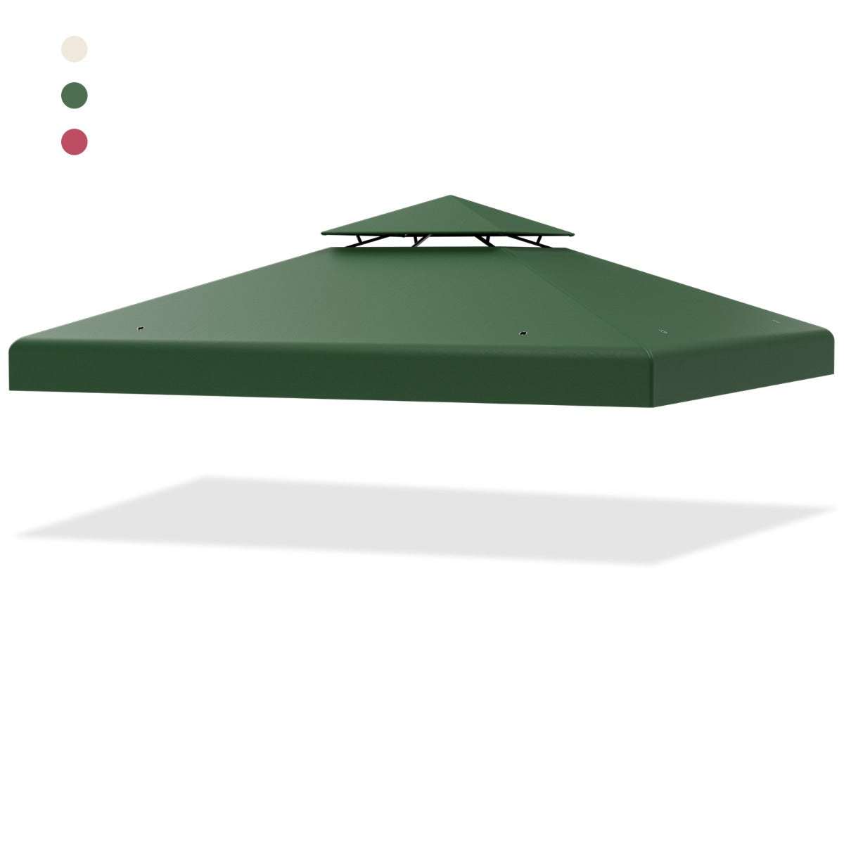 Toldo de Repuesto Dos Pisos para Cenador 3 x 3 m Toldo de Pabellón de Poliéster de Patio con Hebillas de Aluminio Verde