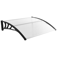 Marquesina para Ventana o Puerta 122 x 99 cm Protección Solar Lluvia Nieve Viento Toldo Exterior para Unidad de Aire Acondicionado Negro