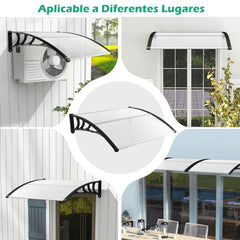 Marquesina para Ventana o Puerta 122 x 99 cm Protección Solar Lluvia Nieve Viento Toldo Exterior para Unidad de Aire Acondicionado Negro