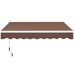 Toldo Retráctil 295 x 250 cm con Manivela Manual Marquesina para Pared Puerta Ventana Café