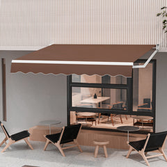 Toldo Retráctil 295 x 250 cm con Manivela Manual Marquesina para Pared Puerta Ventana Café