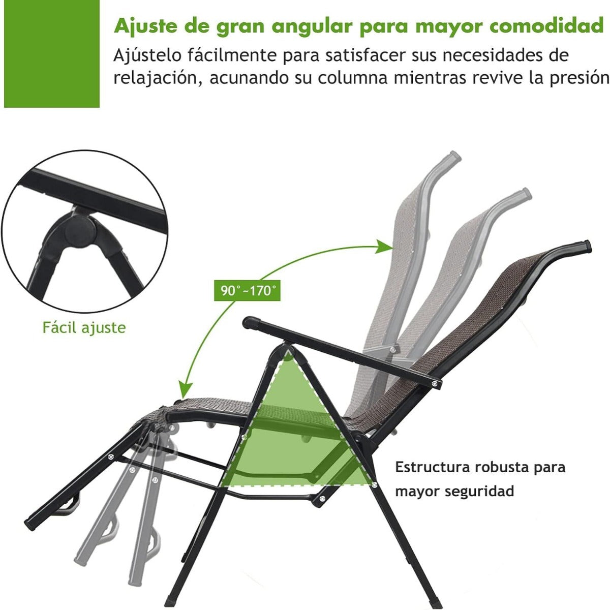 Tumbona de Ratán Tumbona Plegable con Respaldo Regulable y Estructura en Acero para Piscina Playa y Jardín 151,5 x 59 x 76 cm Marrón