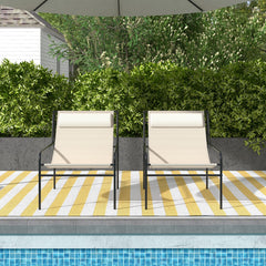 Tumbona de Metal Sillón Playa con Reposacabezas Extraíble Tela Transpirable Carga 160 kg 94 x 62 x 76 cm Beige