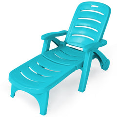 Tumbona Plegable Jardín Silla Reclinable Ajustable para Exterior con 5 Posiciones Ruedas Resistente Patio Piscina Playa Verde