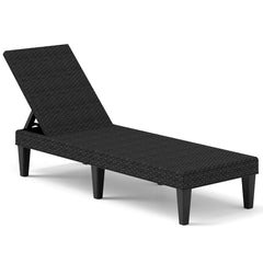 Tumbona Reclinable de 3 Posiciones PP Texturado de Ratán Impermeable Carga 150kg para Piscina Playa Negro