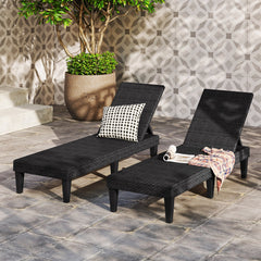 Tumbona Reclinable de 3 Posiciones PP Texturado de Ratán Impermeable Carga 150kg para Piscina Playa Negro