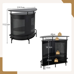 Unidad de Bar de Hogar Mesa de Bar 4 Niveles con Estantes y 3 Soportes para Copas Encimera Curva Industrial para Cocina Comedor Pub Negro
