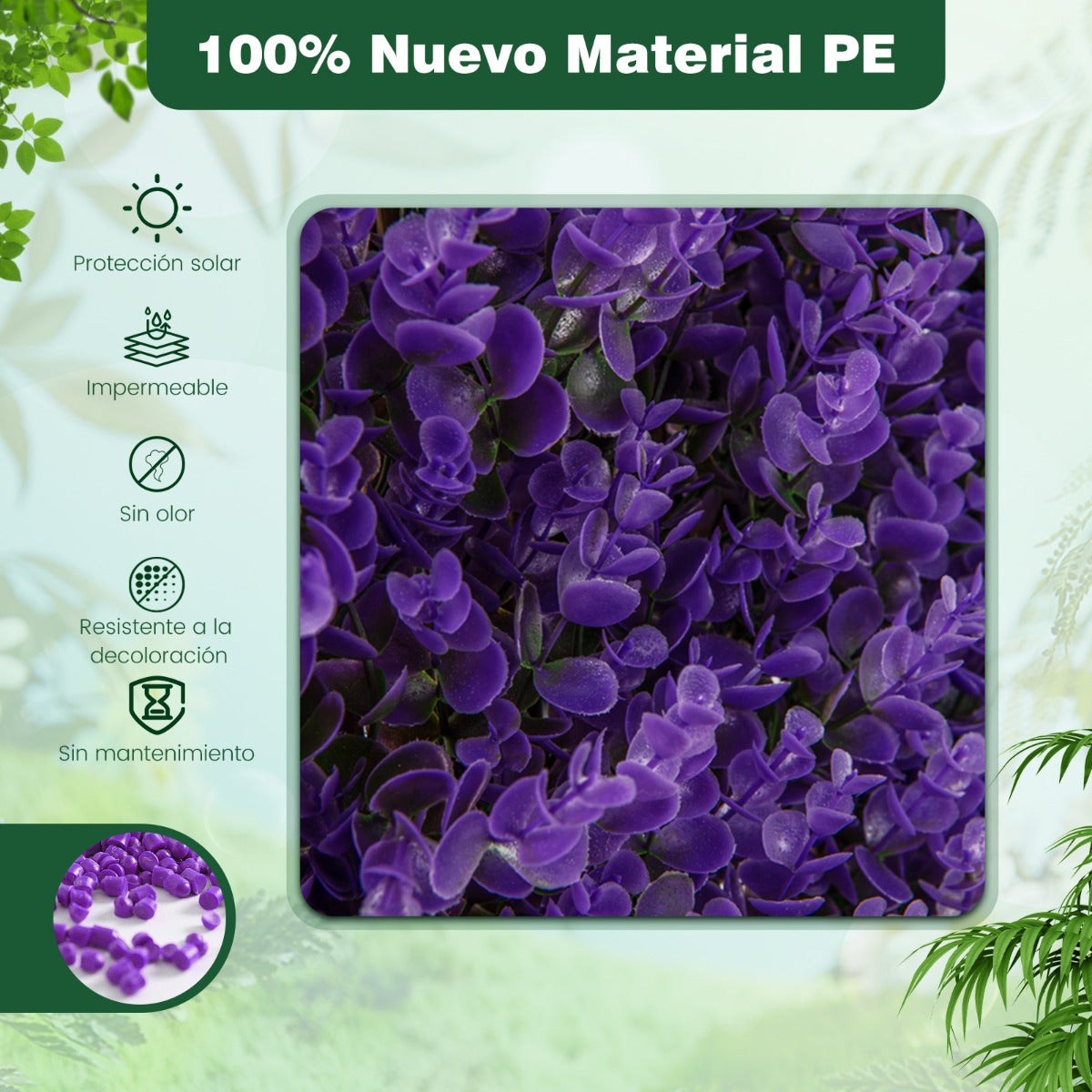 Valla de Enrejado Expansible 180 x 90 cm Pantalla de Cerca de Privacidad de Hiedra Artificial Panel de Seto para Balcón Patio Eucalipto Morado