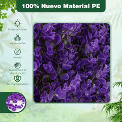 Valla de Enrejado Expansible 180 x 90 cm Pantalla de Cerca de Privacidad de Hiedra Artificial Panel de Seto para Balcón Patio Eucalipto Morado