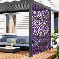 Valla de Enrejado Expansible 180 x 90 cm Pantalla de Cerca de Privacidad de Hiedra Artificial Panel de Seto para Balcón Patio Eucalipto Morado