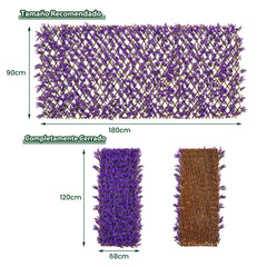 Valla de Enrejado Expansible 180 x 90 cm Pantalla de Cerca de Privacidad de Hiedra Artificial Panel de Seto para Balcón Patio Eucalipto Morado