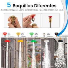 Vara Telescópica de 550 CM para Hidrolavadoras con 5 Boquillas de Rociado 2 Adaptadores Acoplador Giratorio y Arnés de Soporte Negro